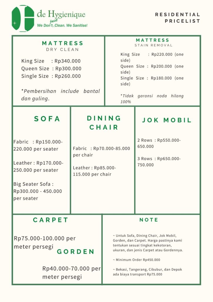 list harga jasa kebersihan dehygienique