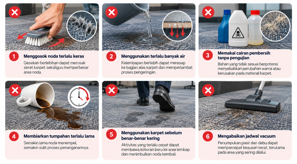 Kesalahan yang Harus Dihindari Saat Membersihkan Karpet Tile Kantor